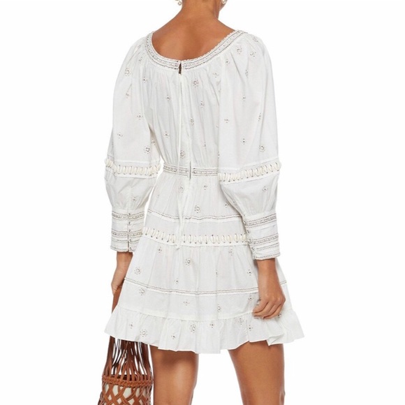 White Woman Adama Embellished Cotton-Poplin Mini Dress - Picture 2 of 7
